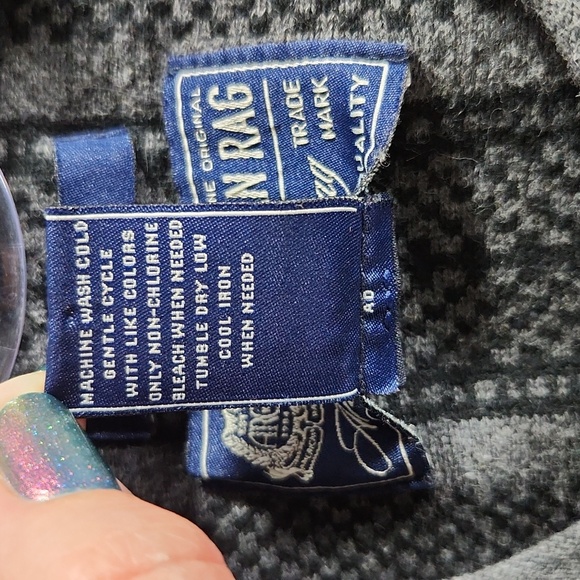 American Rag long-sleeved poncho hoodie Size Large Unisex Grey and Black - Picture 6 of 9